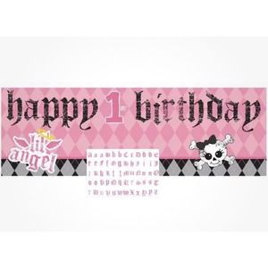 First Angel Pink‎ Little Girl Argyle 1st Birthday Decoration 60” Party Banner